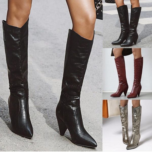 women's boots autumn leather black pointed toe low heel all over the knee knight boots slim ladies non-slip thick heel
women's boots autumn leather black pointed toe low heel all over the knee knight boots slim ladies non-slip thick heel