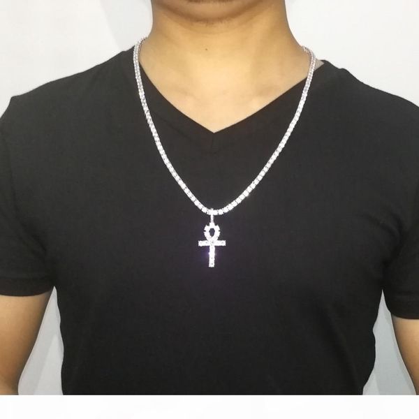 hip hop iced zircon ankh cross pendant with 4mm tennis chain necklace set micro pave cz stones men jewelry, Silver
hip hop iced zircon ankh cross pendant with 4mm tennis chain necklace set micro pave cz stones men jewelry, Silver