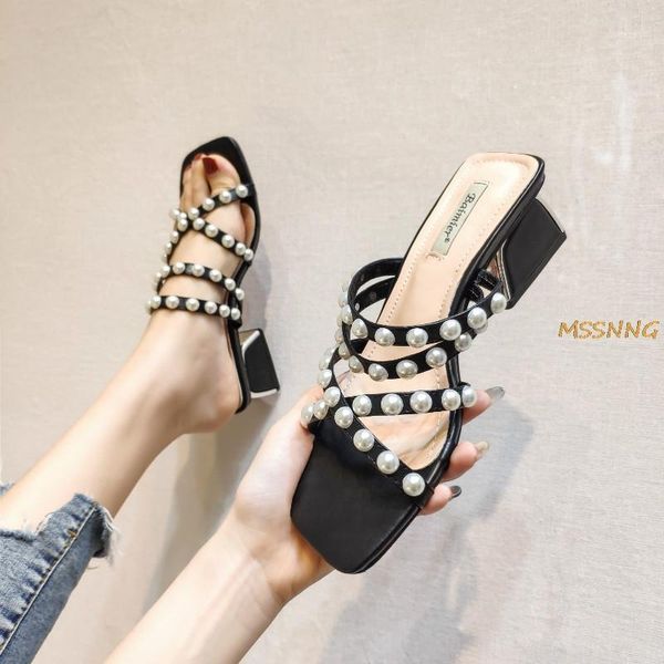 slippers 2021 summer women's slipers fashion square toe pearl ladies comfortable casual heel peep shoes1, Black 
slippers 2021 summer women's slipers fashion square toe pearl ladies comfortable casual heel peep shoes1, Black