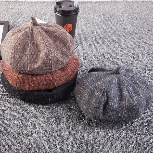 sboy hats literature and art hat ladies casual simple fashion plaid cap beret retro octagonal caps sale, Blue;gray
sboy hats literature and art hat ladies casual simple fashion plaid cap beret retro octagonal caps sale, Blue;gray