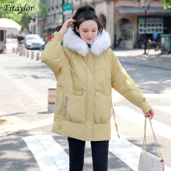 women's down & parkas fitaylor winter women natural fur collar long coat 90% white duck thick warm loose snow jacket outwear, Black 
women's down & parkas fitaylor winter women natural fur collar long coat 90% white duck thick warm loose snow jacket outwear, Black