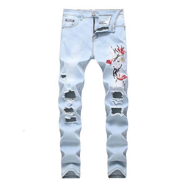 ripped embroidery men with flowers rose embroidered men's holes denim stretch ny plus size jeans, Blue
ripped embroidery men with flowers rose embroidered men's holes denim stretch ny plus size jeans, Blue