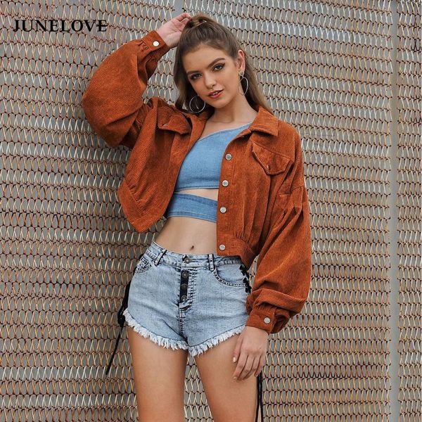 junelove women autumn corduroy jackets coats vintage single breasted female loose jackets casual street wear lady short outwears, Black;brown
junelove women autumn corduroy jackets coats vintage single breasted female loose jackets casual street wear lady short outwears, Black;brown