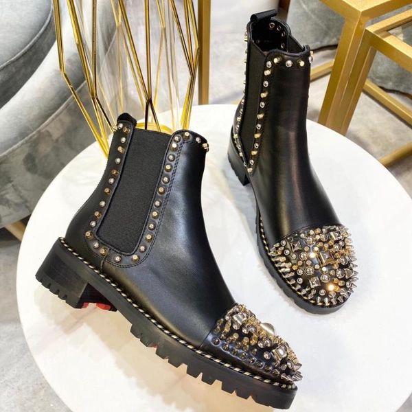 autumn genuine leather ankle boots woman rivet decora boots woman round toes low heels cool shoes botas mujer, Black
autumn genuine leather ankle boots woman rivet decora boots woman round toes low heels cool shoes botas mujer, Black