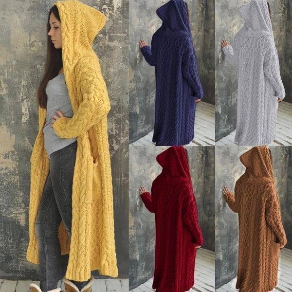 women winter solid color knitted sweater loose hooded long cardigan sweater pocket jacket womens fashion clothing vestidos1, White
women winter solid color knitted sweater loose hooded long cardigan sweater pocket jacket womens fashion clothing vestidos1, White