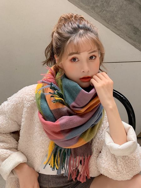 scarf women ins fashionable check korean version versatile warm student shawl dual use autumn and winter wear women's neck, Blue;gray
scarf women ins fashionable check korean version versatile warm student shawl dual use autumn and winter wear women's neck, Blue;gray