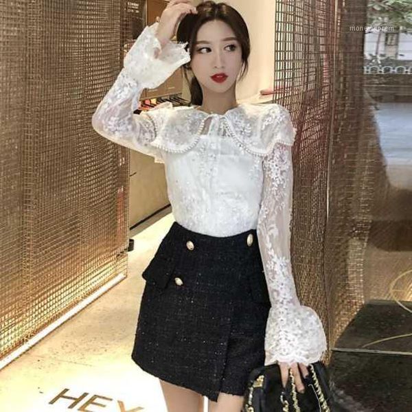 women's blouses & shirts women 2021 summer solid shirt lace hollow out blusas mujer da4951, White
women's blouses & shirts women 2021 summer solid shirt lace hollow out blusas mujer da4951, White