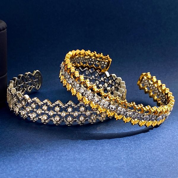 

fashion 18k gold plated bangles love copper iced out diamond cuff bangle bracelet charm bracelets for women pochette bijoux accessories whol, Black