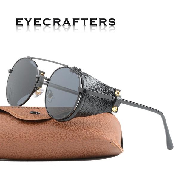 sunglasses metal gradient 2021 men steampunk gothic goggles women retro fashion leather with side shades round sun glasses, White;black
sunglasses metal gradient 2021 men steampunk gothic goggles women retro fashion leather with side shades round sun glasses, White;black