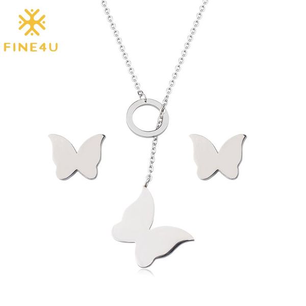 fine4u n515 stainless steel butterfly stud earrings necklace set for women girls birthday gift, Silver
fine4u n515 stainless steel butterfly stud earrings necklace set for women girls birthday gift, Silver