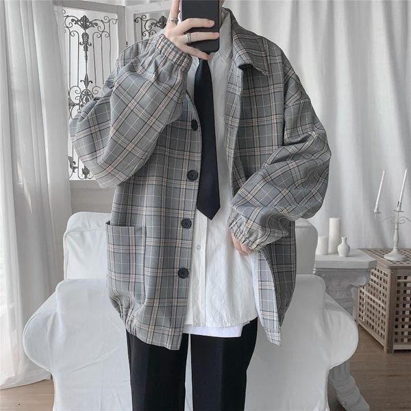 men's casual shirts autumn grid printed shirt lapel single breasted long sleeve pocket decor cotton breathable loose fashion male coat, White;black
men's casual shirts autumn grid printed shirt lapel single breasted long sleeve pocket decor cotton breathable loose fashion male coat, White;black