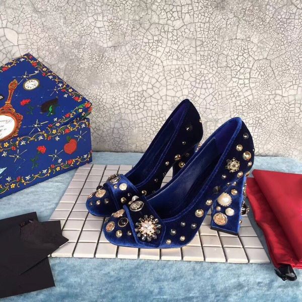 early spring new style velvet button leather square heel shoes 2020 pearl diamond metal decorative high heel women's shoes, Black
early spring new style velvet button leather square heel shoes 2020 pearl diamond metal decorative high heel women's shoes, Black