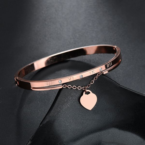 luxury rose gold stainless steel bracelets bangles female heart wedding love brand charm bracelet for women famous jewelry, Black 
luxury rose gold stainless steel bracelets bangles female heart wedding love brand charm bracelet for women famous jewelry, Black