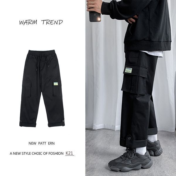 2020 the men's cargo casual, multi-pocket fashion loosened in a straight line, solid leg pants creative male clothes buckle streetwear, Black
2020 the men's cargo casual, multi-pocket fashion loosened in a straight line, solid leg pants creative male clothes buckle streetwear, Black
