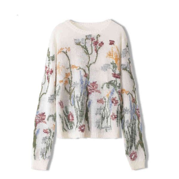 women's sweaters sppring mohair cashmere sweater women contrast color floral jacquard knit jumpers luxury o-neck long sleeve thin pullo, White;black
women's sweaters sppring mohair cashmere sweater women contrast color floral jacquard knit jumpers luxury o-neck long sleeve thin pullo, White;black