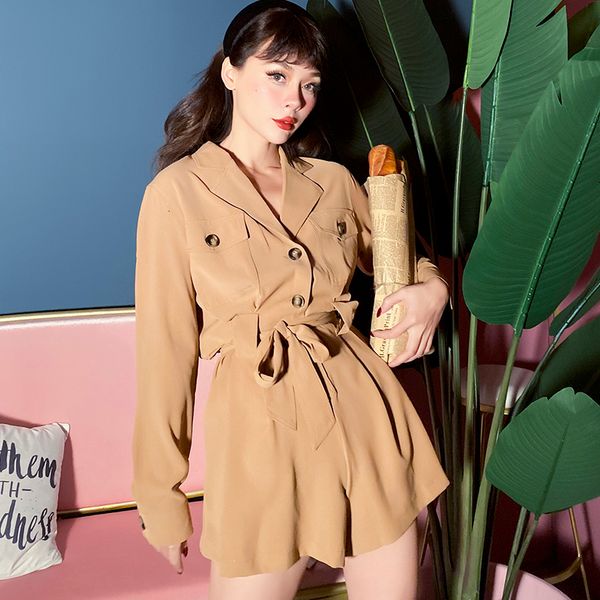 2021 new in kaki playsuits long sleeve release high street overalls for women spring safari style and summer joker with belt 6o1s, Black;white
2021 new in kaki playsuits long sleeve release high street overalls for women spring safari style and summer joker with belt 6o1s, Black;white