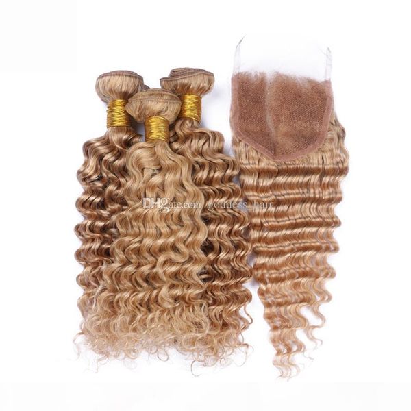 honey blonde #27 hair weaves with lace closure 4pcs lot brazilian 9a deep wave human hair 3 bundles with lace closure part, Black
honey blonde #27 hair weaves with lace closure 4pcs lot brazilian 9a deep wave human hair 3 bundles with lace closure part, Black