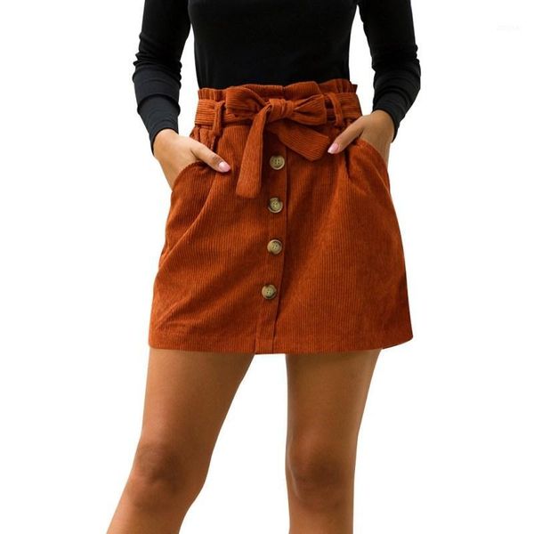 2019 autumn winter fashion corduroy skirt women elastic high waist pocket button bow mini skirt female a-line short skirts1, Black
2019 autumn winter fashion corduroy skirt women elastic high waist pocket button bow mini skirt female a-line short skirts1, Black