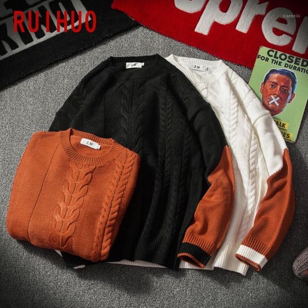 ruihuo patchwork knitted sweater men clothing pull sweaters winter men clothes pullover mens coat 2020 autumn winter new -3xl1, White;black 
ruihuo patchwork knitted sweater men clothing pull sweaters winter men clothes pullover mens coat 2020 autumn winter new -3xl1, White;black