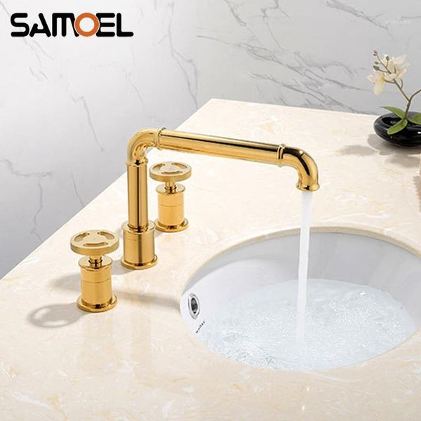 bathroom sink faucets luxurious deck-mounted industrial style three-hole two handle gold faucet lavatory water mixer tap g11331
bathroom sink faucets luxurious deck-mounted industrial style three-hole two handle gold faucet lavatory water mixer tap g11331