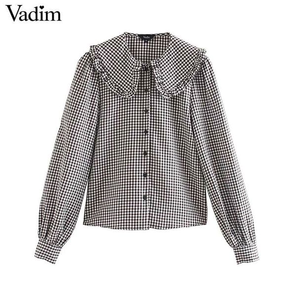 vadim women fashion basic plaid blouses peter pan collar long sleeve female casual sweet chic blusas mujer lb646 y200403, White
vadim women fashion basic plaid blouses peter pan collar long sleeve female casual sweet chic blusas mujer lb646 y200403, White
