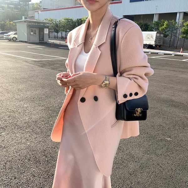 south korea east gate autumn double breasted pink tender and irregular design, Gray
south korea east gate autumn double breasted pink tender and irregular design, Gray