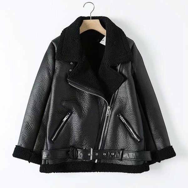 women beige fur faux leather jacket coat with belt leather 2021 winter thick warm oversized coat faux1, Black
women beige fur faux leather jacket coat with belt leather 2021 winter thick warm oversized coat faux1, Black