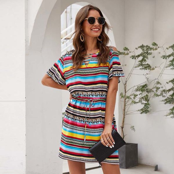 2020 summer off shoulder dress shirt women chiffon striped dresses party short v -neck boho chic tshirt dress lace up, Black;gray
2020 summer off shoulder dress shirt women chiffon striped dresses party short v -neck boho chic tshirt dress lace up, Black;gray