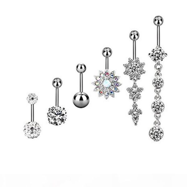 6pcs surgical steel fashion flower piercing navel opal belly button rings piercing for women navel body jewelry 14g jewelry, Silver
6pcs surgical steel fashion flower piercing navel opal belly button rings piercing for women navel body jewelry 14g jewelry, Silver