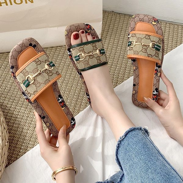2022 summer women slippers mouse pattern square toe flat ladies outdoor beach sandals metal buckle fashion new slippers, Black
2022 summer women slippers mouse pattern square toe flat ladies outdoor beach sandals metal buckle fashion new slippers, Black