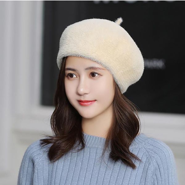 women fur knitted berets hats casual solid color autumn girl winter hat female bonnet caps boina feminino, Blue;gray
women fur knitted berets hats casual solid color autumn girl winter hat female bonnet caps boina feminino, Blue;gray