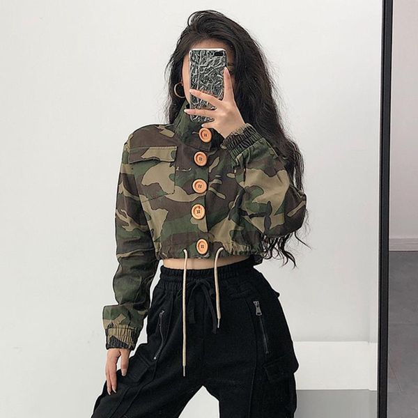women's jackets europe turtleneck camouflage loose slim drawstring high waist short coat autumn womens jacket full sleeve x555, Black;brown
women's jackets europe turtleneck camouflage loose slim drawstring high waist short coat autumn womens jacket full sleeve x555, Black;brown