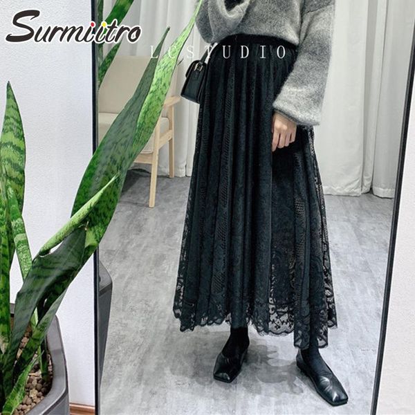 skirts surmiitro 2021 spring summer women korean style white black lace hollow out high waist long pleated skirt female
skirts surmiitro 2021 spring summer women korean style white black lace hollow out high waist long pleated skirt female