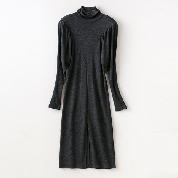 casual dresses est 2021 winter 100% wool knitted women dress high neck puff sleeve slit midi, Black;gray
casual dresses est 2021 winter 100% wool knitted women dress high neck puff sleeve slit midi, Black;gray