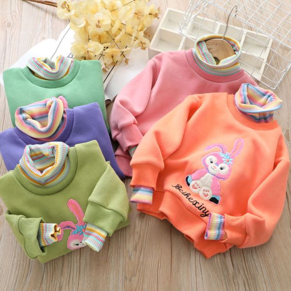 sweater plush middle and small new girls' korean winter children's thickened cartoon half high collar pullover, Black
sweater plush middle and small new girls' korean winter children's thickened cartoon half high collar pullover, Black