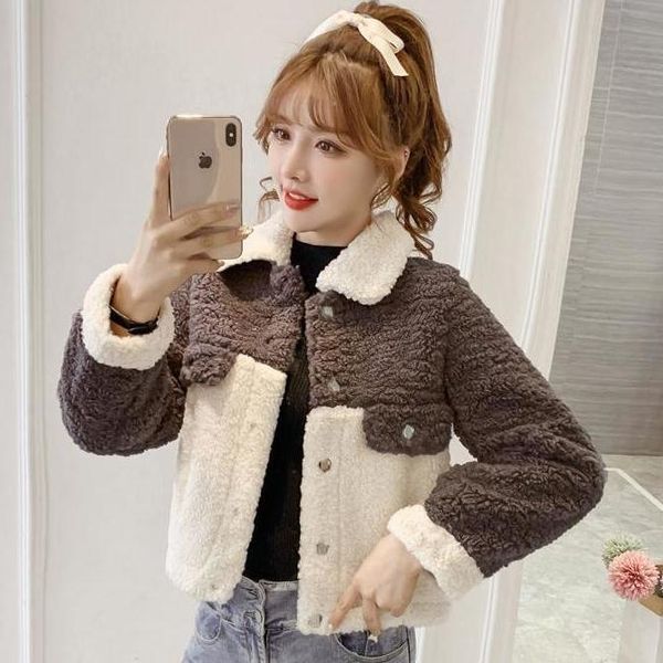 women's fur & faux women 2021 autumn winter fashion thick warm clothing female casual lambs wool coat ladies plush short outerwear s734, Black
women's fur & faux women 2021 autumn winter fashion thick warm clothing female casual lambs wool coat ladies plush short outerwear s734, Black