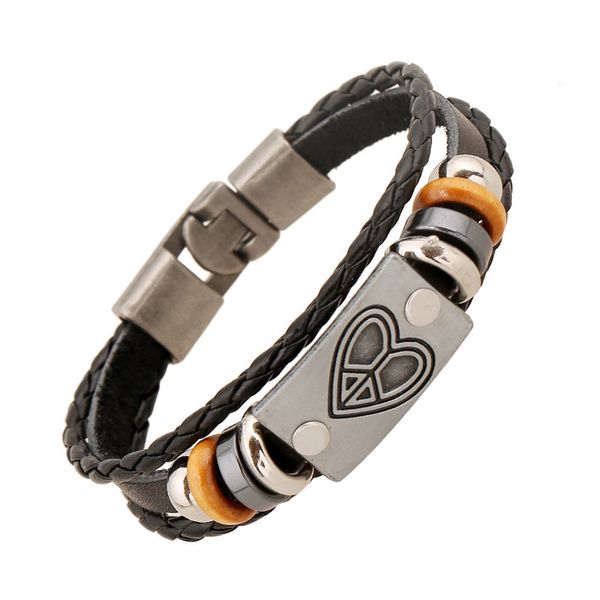 romantic square heart peace pattern cowhide bracelets zinc alloy clasp handmade braided women men wristbands jewelry accessories, Golden;silver
romantic square heart peace pattern cowhide bracelets zinc alloy clasp handmade braided women men wristbands jewelry accessories, Golden;silver