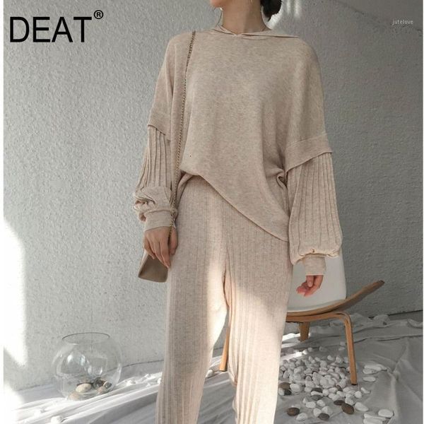 deat leisure lantern sleeve v neck loose plus size solid sweater striped full pants two piece set 2020 spring winter new td6391, White;black
deat leisure lantern sleeve v neck loose plus size solid sweater striped full pants two piece set 2020 spring winter new td6391, White;black
