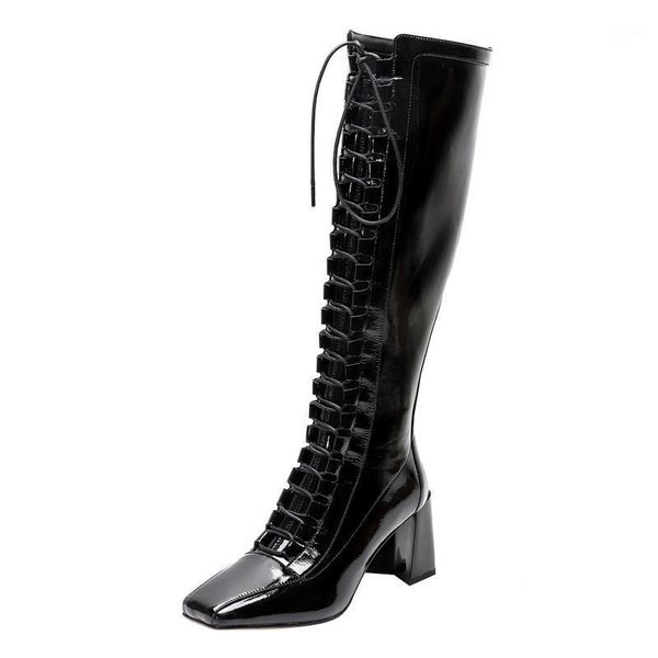 boots 2021 square toe stretch knee-high patent leather high heel croee-tied women shoes spring autumn botas feminina .5cm1, Black
boots 2021 square toe stretch knee-high patent leather high heel croee-tied women shoes spring autumn botas feminina .5cm1, Black