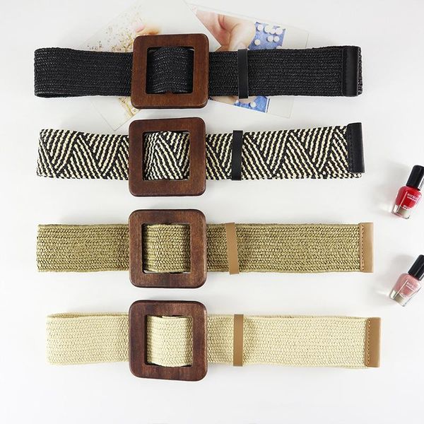 регулируемые деревянные пряжки 2020 мода женщин богемный стиль пляж широкий эластичный плетеный waistband платье ремни, Black;brown 
регулируемые деревянные пряжки 2020 мода женщин богемный стиль пляж широкий эластичный плетеный waistband платье ремни, Black;brown
