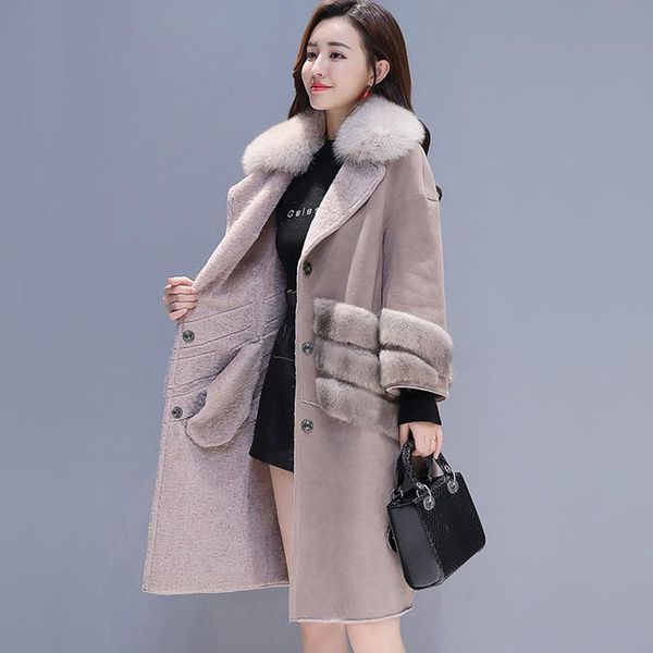 suede overcoat women long coat winter, Black