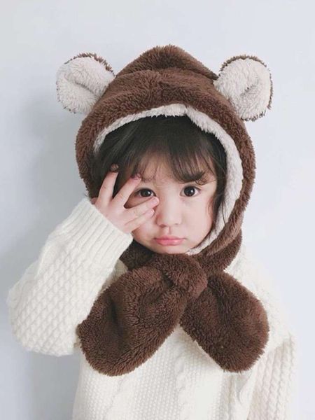 ear girl's children's autumn boy's and cap winter baby scarf one thickened plush hatq00g vg2b, Red;brown
ear girl's children's autumn boy's and cap winter baby scarf one thickened plush hatq00g vg2b, Red;brown