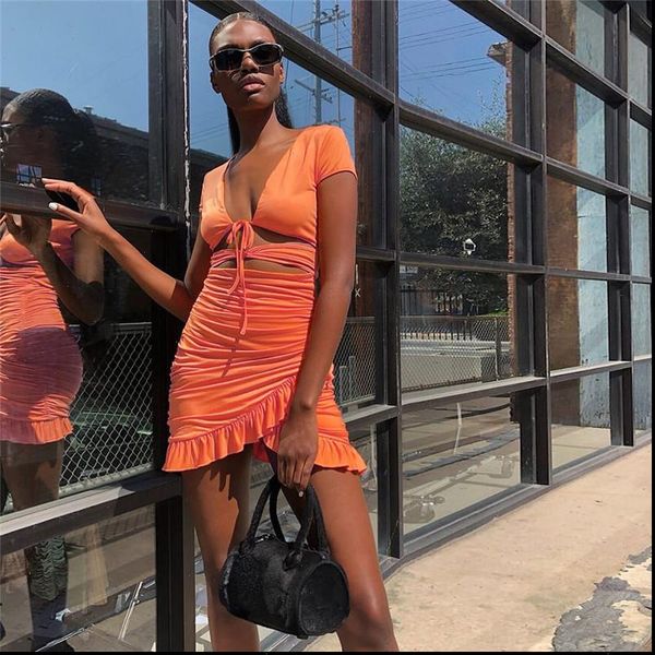 summer women clothes short sleeve v neck ruffles bandage mini dress elegant party club ladies dresses, Black;gray
summer women clothes short sleeve v neck ruffles bandage mini dress elegant party club ladies dresses, Black;gray