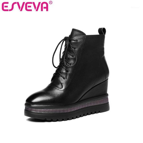 boots esveva 2021 women leather+pu autumn shoes ankle pointed toe wedge high heels elegant woman size 34-421, Black
boots esveva 2021 women leather+pu autumn shoes ankle pointed toe wedge high heels elegant woman size 34-421, Black