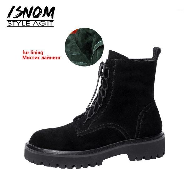 boots isnom women genuine leather ankle round toe zip footwear warm fur snow fashion lace up ladies winter 20211, Black
boots isnom women genuine leather ankle round toe zip footwear warm fur snow fashion lace up ladies winter 20211, Black