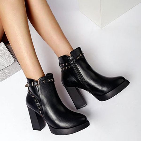 rivet buckle strap boots women autumn winter platforms high heels wild british style ankle boots for women botas feminina, Black
rivet buckle strap boots women autumn winter platforms high heels wild british style ankle boots for women botas feminina, Black