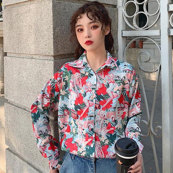 women's blouses & shirts vintage printing flowear fashion women 2021 spring harajuku casual streetwear long sleeve blusas mujer, White
women's blouses & shirts vintage printing flowear fashion women 2021 spring harajuku casual streetwear long sleeve blusas mujer, White