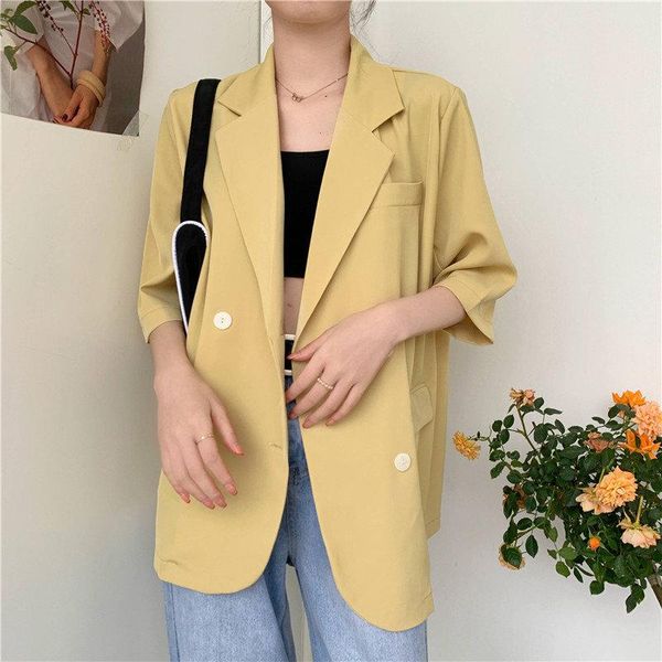 women's suits & blazers 2021 all match thin brief sunscreen coats women short sleeves solid minimalist summer loose office lady, White;black
women's suits & blazers 2021 all match thin brief sunscreen coats women short sleeves solid minimalist summer loose office lady, White;black