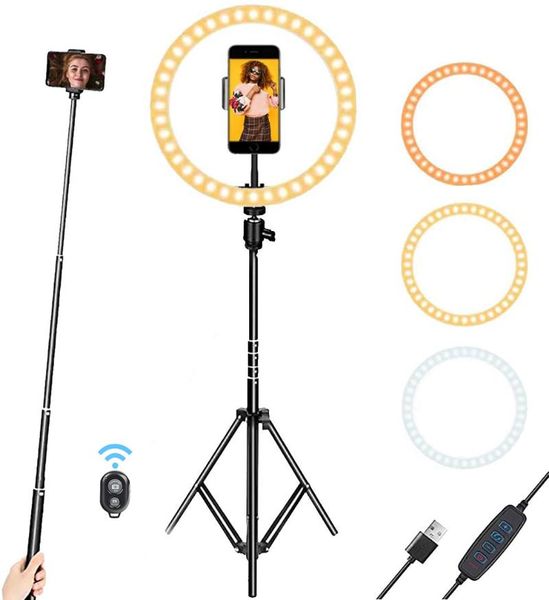 10" selfie ring light with adjustable tripod stand phone holder, 3 modes 10 brightness levels for vlogs, live stream youtube
10" selfie ring light with adjustable tripod stand phone holder, 3 modes 10 brightness levels for vlogs, live stream youtube