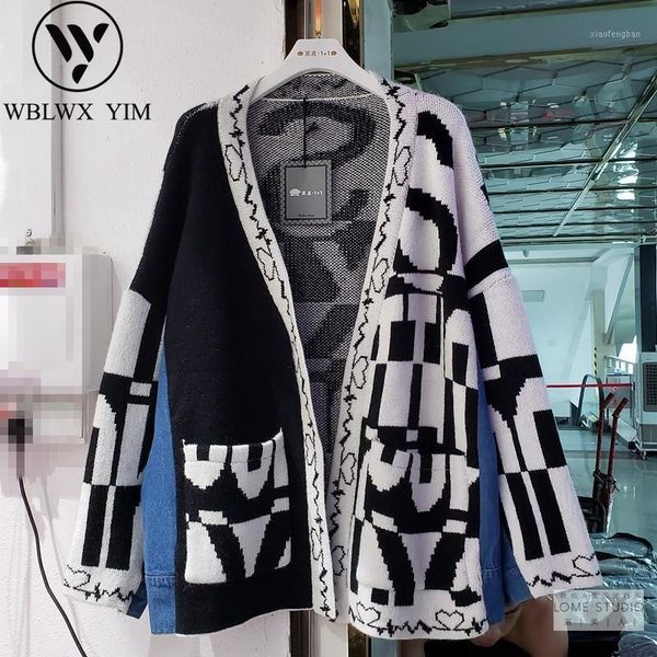 denim spliced long sleeve cardigan knitting sweater women fashion v-neck letters print sweter female autumn cardigan coat 20211, White
denim spliced long sleeve cardigan knitting sweater women fashion v-neck letters print sweter female autumn cardigan coat 20211, White